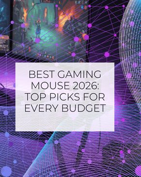 Lightweight wireless gaming mouse with glowing RGB lighting sitting on a black desk mat.