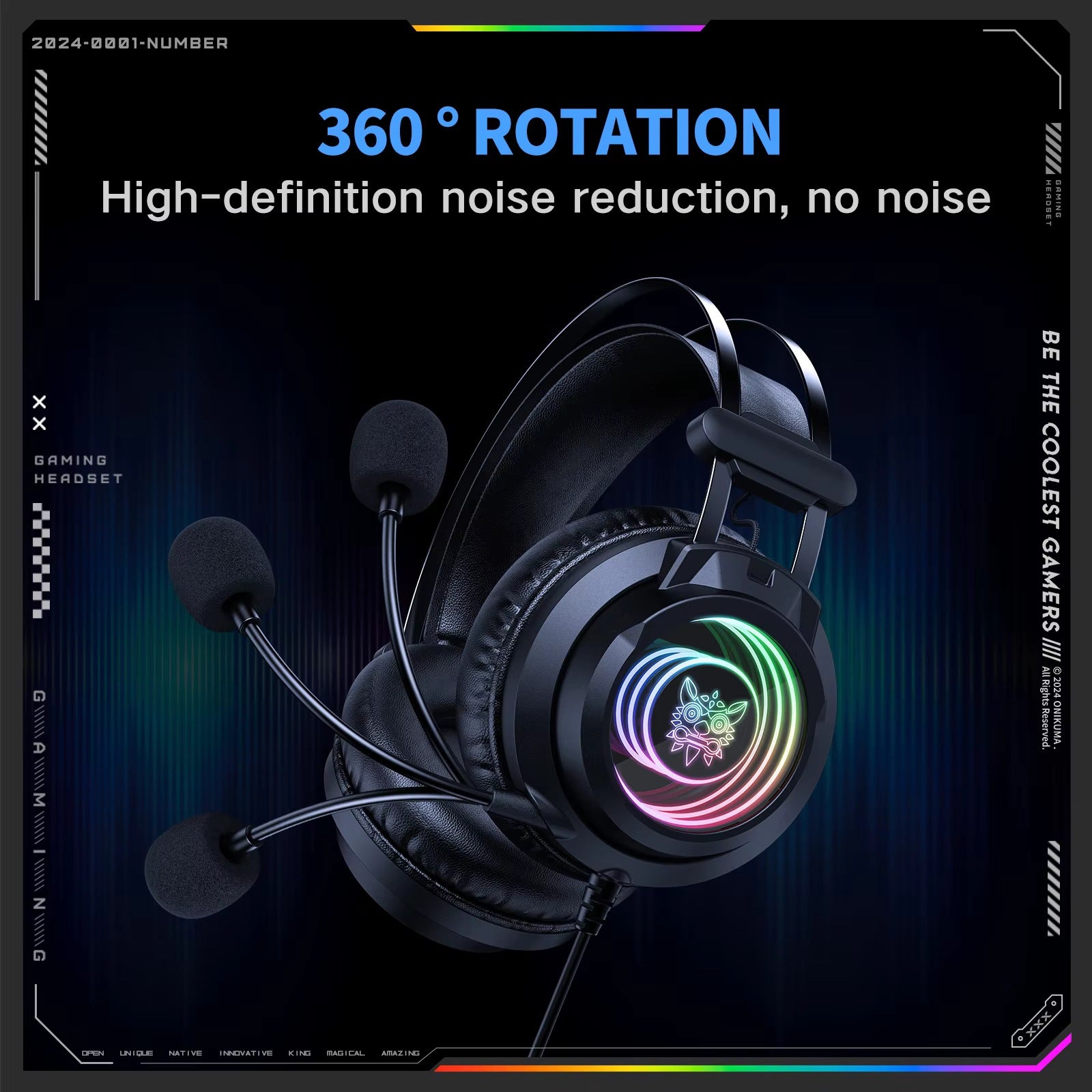 Nemo X80 Gaming Headset – Infinite Surround Sound Headphones with Microphone, USB & Type-C Compatible