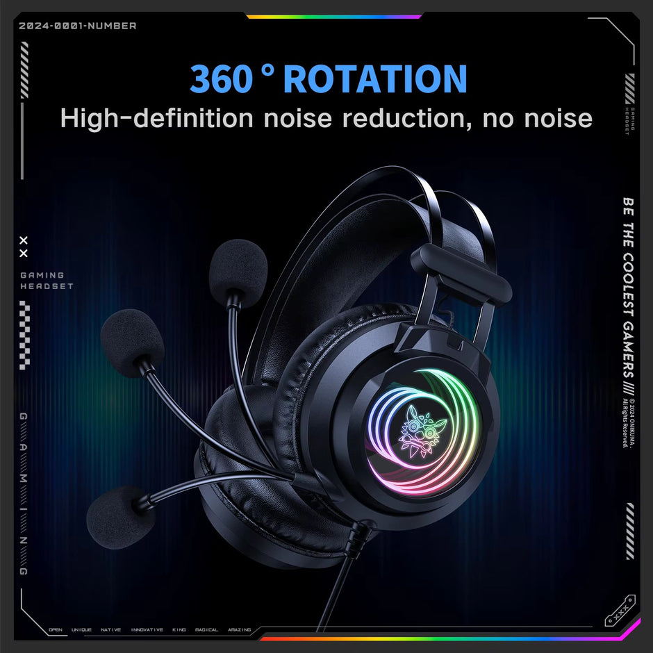 Nemo X80 Gaming Headset – Infinite Surround Sound Headphones with Microphone, USB & Type-C Compatible
