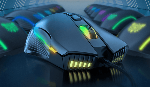 Gaming mouse with seven-speed DPI, adjustable RGB lights for precision and performance in gaming.