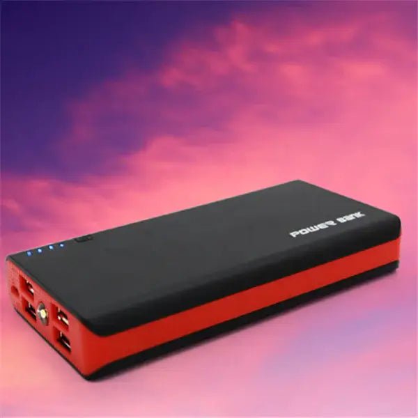 20000mAh High-Capacity Power Bank Charger on a colorful background.