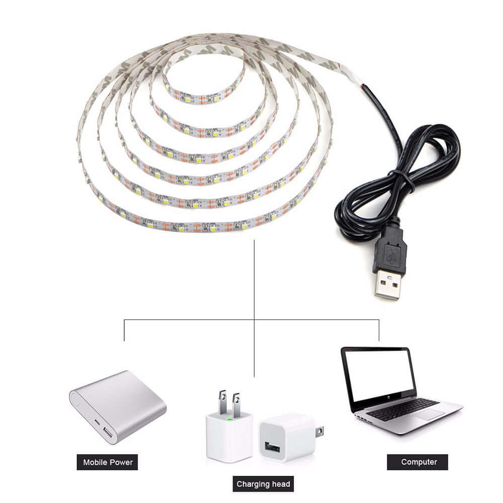 LED Strip Light in a flexible design with USB connection options for easy installation and vibrant illumination.