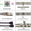 LED Strip Light RGB components including solder points, flexible strip layout, and installation connectors.