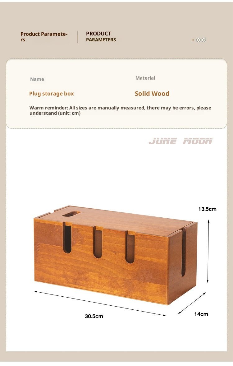 Solid Wood Cable Management Box | Eco-Friendly Power Strip & Wire Organizer | Alotta Fun Electroni