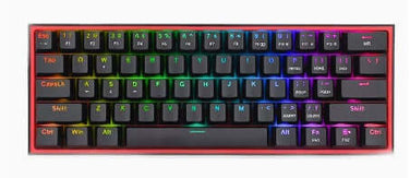 Redragon hot-swappable RGB gaming keyboard allowing easy switch replacement without soldering.
