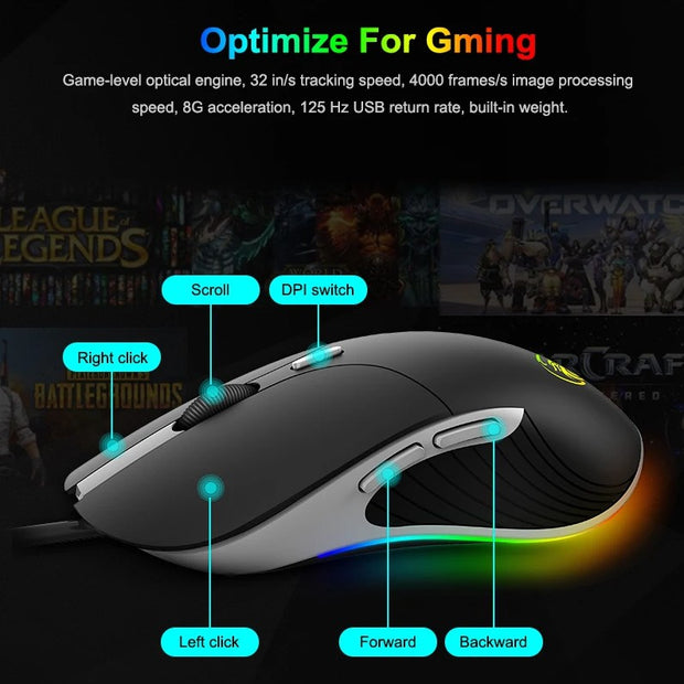 IMICE X6 Wired RGB Gaming Mouse features detailed controls and RGB lighting for optimized gaming performance.
