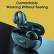 Ambie Sound TWS Ear Bone Conduction Bluetooth Earbuds in charging case, showcasing comfort and innovative design.
