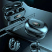 Ambie Sound TWS Ear Bone Conduction Bluetooth Earbuds in charging case with digital display.