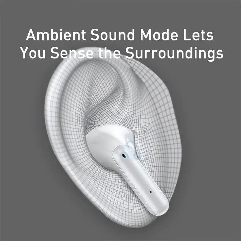 Silent Waterproof Earbuds with Ambient Sound Mode for sensing surroundings