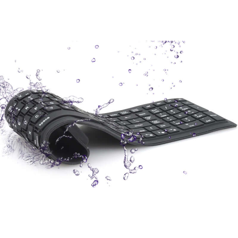 Bluetooth folding silicone keyboard showcased in a flexible, water-resistant design.