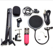 Net microphone stand set featuring BM-800 microphone, adjustable stand, pop filter, and cables.