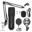 Net microphone stand set featuring BM-800 microphone, adjustable arm, pop filter, and accessories.