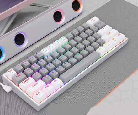 Redragon tri-mode wireless gaming keyboard featuring hot-swappable mechanical switches and dynamic RGB effects.
