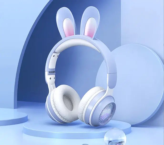 Charming Bunny Ear Headphones with cute rabbit ears and vibrant design for kids.