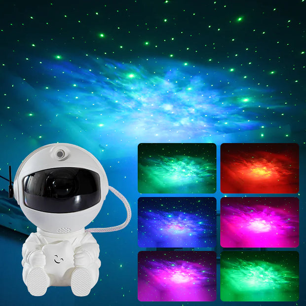 Dreamy Starry Night Light featuring a cute astronaut galaxy projector illuminating colorful starry designs.