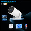 Portable HY300 Pro Projector showcasing dual band Wi-Fi 6 and Bluetooth 5.0 features with modern gadgets.