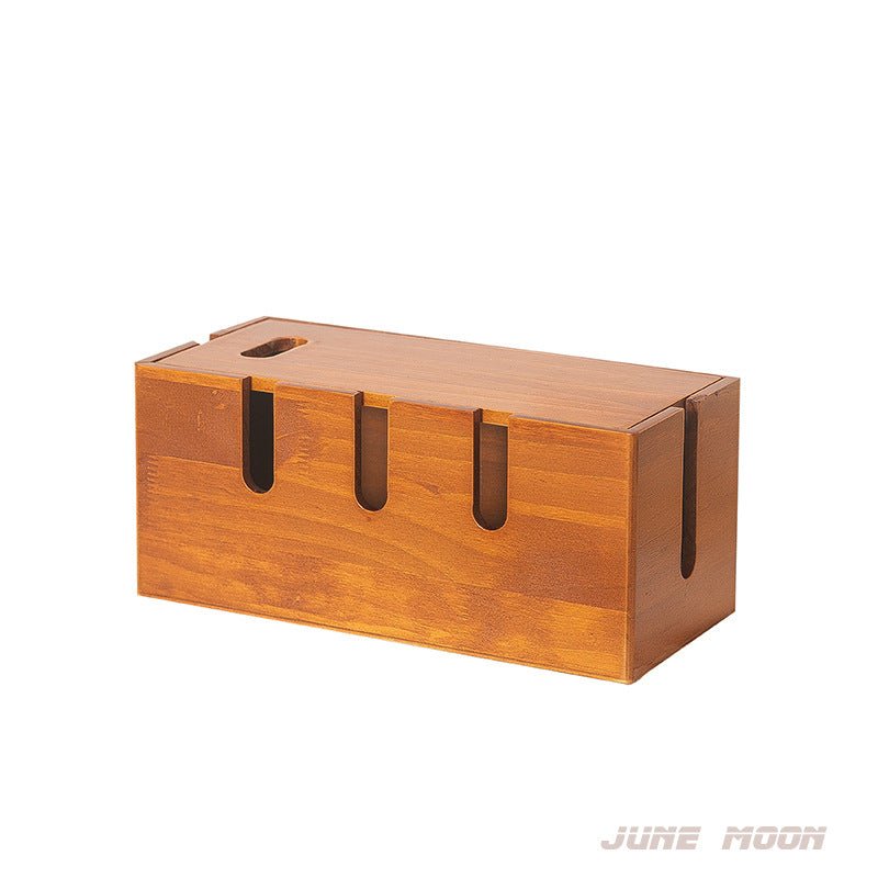 Solid Wood Cable Management Box | Eco-Friendly Power Strip & Wire Organizer | Alotta Fun Electroni