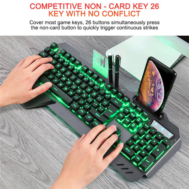 Ergonomic Mechanical Keyboard with RGB Backlight, ideal for gaming and typing with no key conflict.