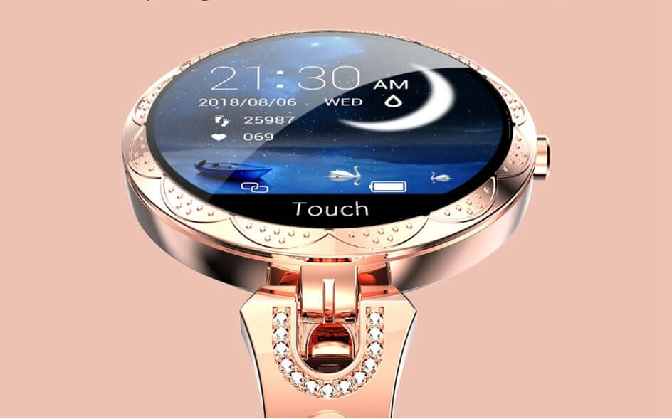Fashionable Women's Smart Watch with elegant design and HD LCD display.