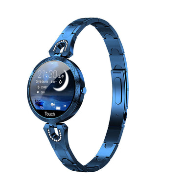 Fashionable Women's Smart Watch with a sleek blue design and touchscreen display.