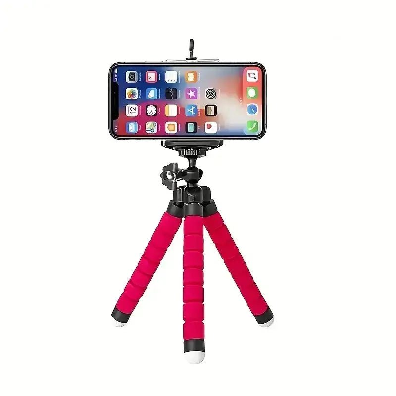 Flexi-Grip Phone Tripod with a smartphone mounted, featuring a lightweight and flexible design for mobile photography.