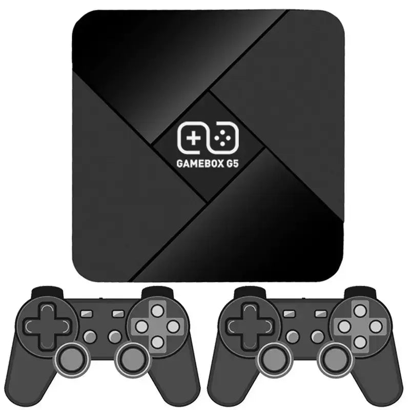 G5 Game Console with Dual System Wireless Controller and two game controllers for retro gaming fun.