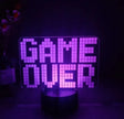 Colour-Changing LED Light featuring a purple 'GAME OVER' sign lamp, perfect for gaming decor.