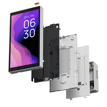 Exploded view of the Graffiti Home Hub showcasing its stylish design and advanced technology for smart home control.