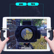 H7 Gaming Controller Grip for Shooting Games in use, providing aim and fire controls on a mobile game screen.