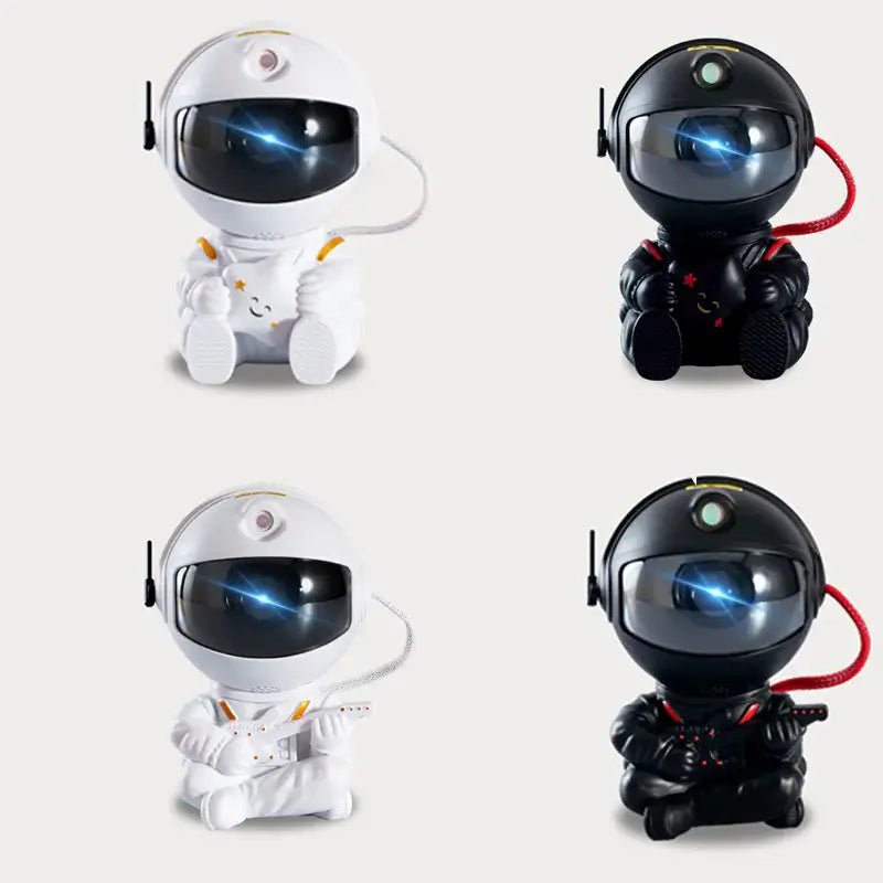 Dreamy Starry Night Light cute astronaut galaxy projectors in black and white, perfect for room decor and ambiance.