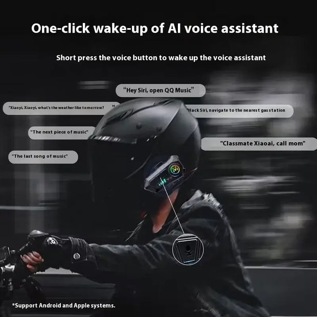 Helmet Bluetooth Headset with AI voice assistant for hands-free communication while riding.