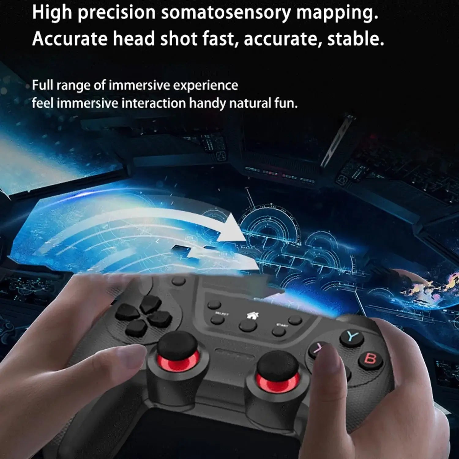 Close-up of the Ultra Retro Game Stick 4K controller highlighting high precision mapping and immersive experience.