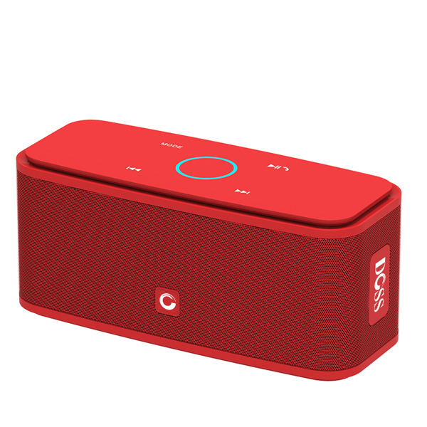 Home Touch Button Portable Bluetooth Speaker in vibrant red color, showcasing sleek design and touch controls.