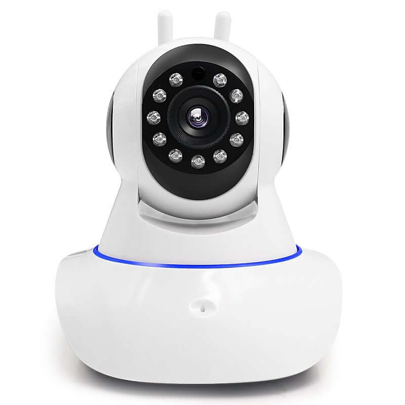 Home WIFI camera with infrared light, dome style, CMOS sensor, and alarm function for indoor use.