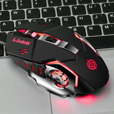 One-handed Mechanical Keyboard for Gaming with a sleek gaming mouse on a laptop keyboard.