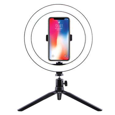 LED Ring Light with smartphone holder, ideal for streaming, photography and content creation.