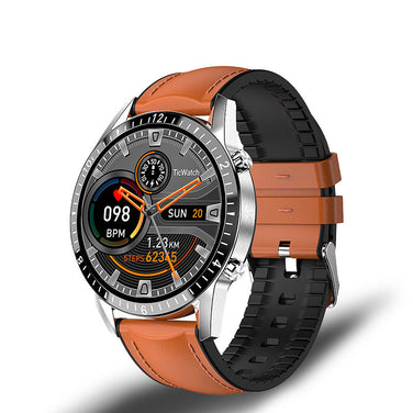Lige's Smart Watch featuring a modern design with a brown strap, multifunctional display, and health tracking features.