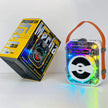 Mech Bluetooth Speaker Creative Saibo showcased with vibrant lights and packaging, highlighting its unique design and portability.