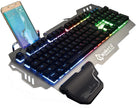 Metal Mechanical Keyboard with Mixed Light featuring vibrant RGB lighting and phone holder for enhanced gaming experience.