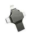 Metal Mobile Phone U-Disk with multiple connectors for versatile data storage and transfer.