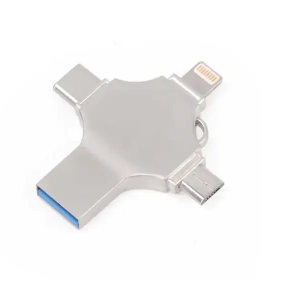 Metal Mobile Phone U-Disk with multiple connectors for versatile and portable storage solution.