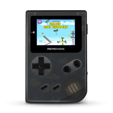 MINI Handheld Game Console with Built-in Nostalgic Games showing gameplay on the screen.