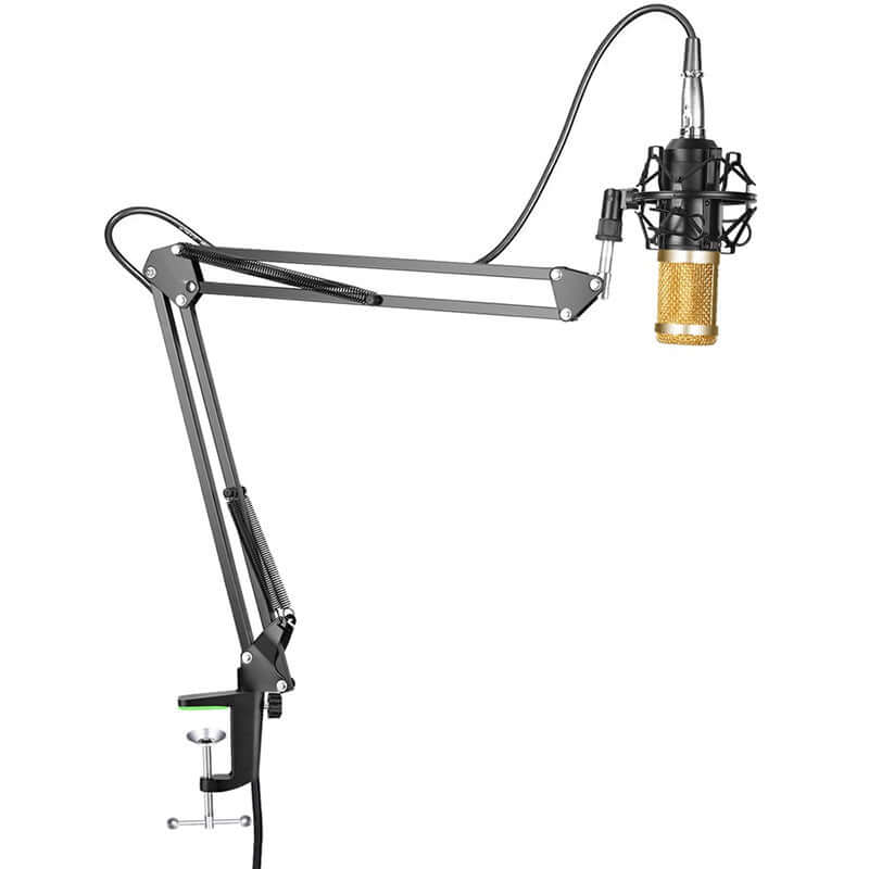Net microphone stand set with adjustable boom arm and professional condenser microphone BM-800.