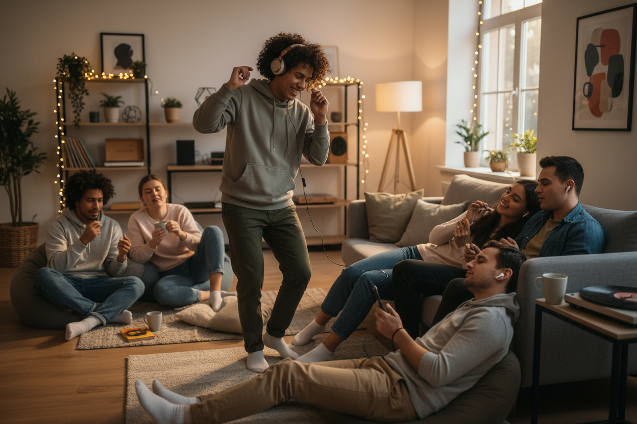 people listening to music