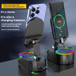 Pocket-Sized Phone Stand featuring Bluetooth audio and ambient light with charging capabilities.