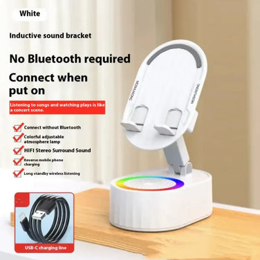 Pocket-Sized Phone Stand with inductive sound bracket and colorful ambient light, no Bluetooth required.