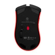 Rechargeable Wireless RGB Gaming Mouse underside view with red lighting and control buttons.