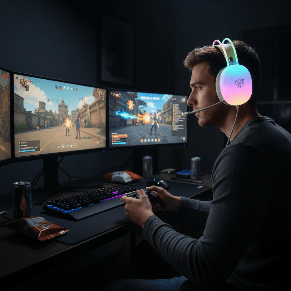 RGB Gaming Headset providing immersive gameplay and stylish design for competitive gaming.
