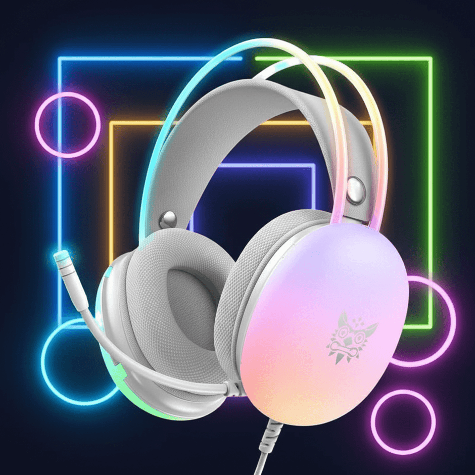 RGB Gaming Headset with vibrant LED lights for enhanced gaming experience.