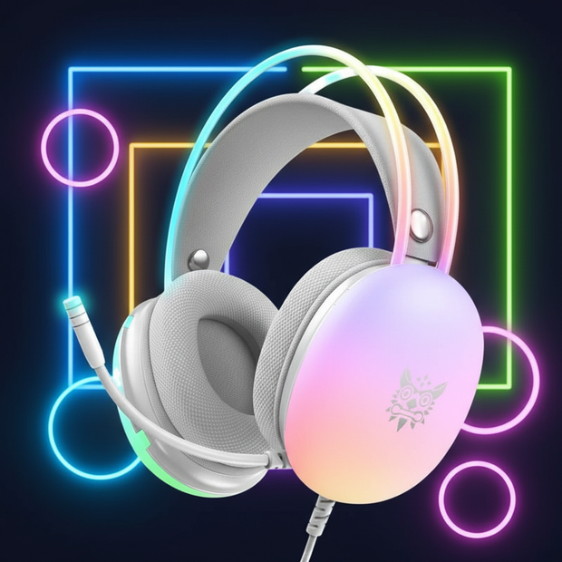RGB Gaming Headset with vibrant LED lights for enhanced gaming experience.